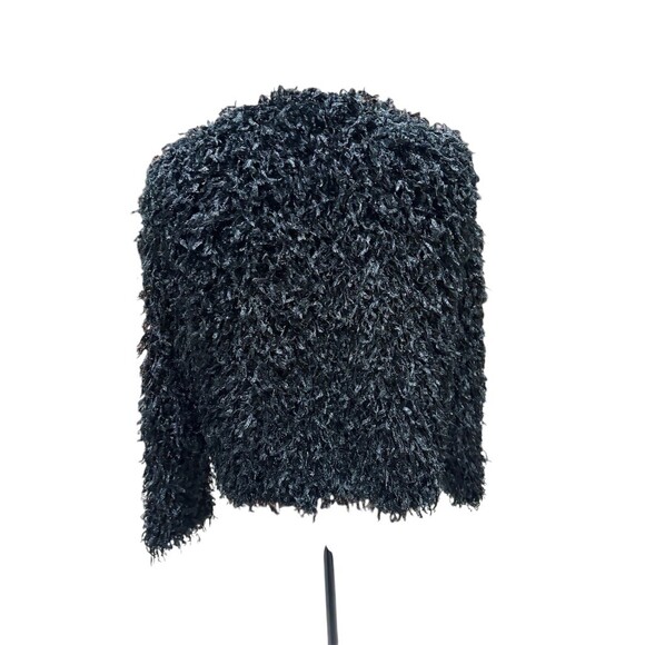 LC Lauren Conrad Cardigan Womens Size M Black Shaggy Open Front - Picture 5 of 8